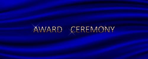 Award ceremony banner with blue silk background vector