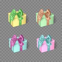 Set of Gift Boxes with Ribbon vector