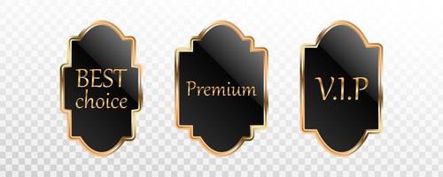 insignia de etiqueta de oro negro premium o colección de etiquetas vector