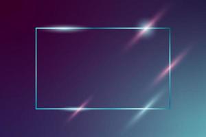 Shining vector neon frame on dark blue background