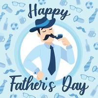 Hipster dad with a smoking pipe for Father's day vector