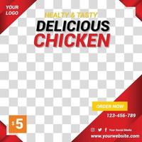 Delicious Food Social Media Post Template Red Orange Yellow Yummy vector