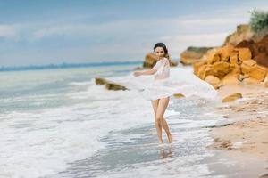 Bride in her dressing gown photo