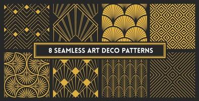 Elegante conjunto de patrones de diseño sin costuras art deco vector