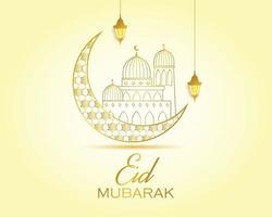 cubierta de tarjeta de diseño eid mubarak color dorado vector