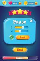 Level selection game menu scene with buttons  loading bar and stars Pro Vector