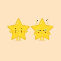 Cute Star Character Smiling and Sad vector