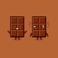 Cute Chocolate Character Smiling and Sad vector