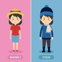 Characters Wearing Summer and Winter Outfits vector