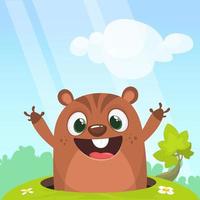 Happy cartoon groundhog vector illustration