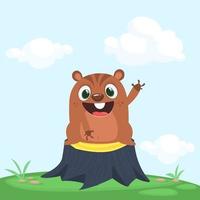 Happy cartoon groundhog vector illustration