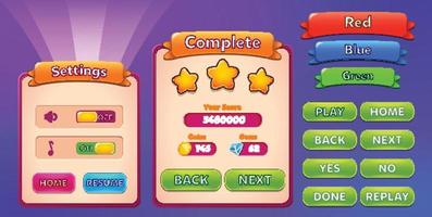 Level selection game menu scene with buttons  loading bar and stars Pro Vector