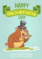 Happy cartoon groundhog on his day vector illustration