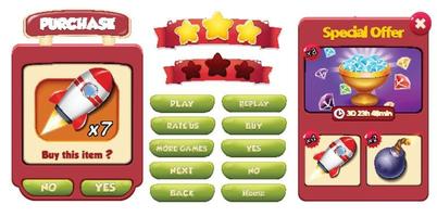 Level selection game menu scene with buttons  loading bar and stars Pro Vector