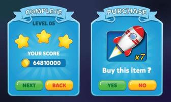 Level selection game menu scene with buttons  loading bar and stars Pro Vector