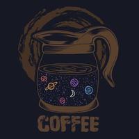 Galaxy coffee pot vector illustration