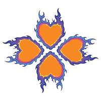 Orange And Purple Color Burning Flame Shaped Four Leaf Clover Vector Pattern