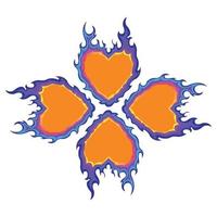 Orange And Purple Color Burning Flame Shaped Four Leaf Clover Vector Pattern