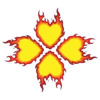 Burning Flame Shaped Four Leaf Clover Vector Pattern