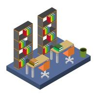 Isometric Library Room vector