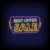 Best Offer Sale Neon Signs Style Text Vector