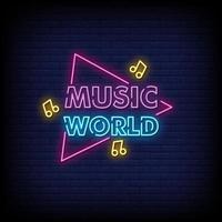 Music World Neon Signs Style Text Vector