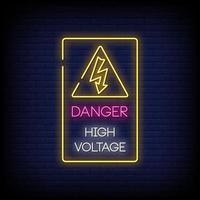 Danger High Voltage Neon Signs Style Text Vector