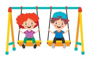 Funny Kids Playing In A Swing vector