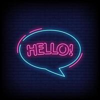 Hello Neon Signs Style Text Vector