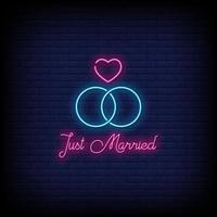 Just Married Neon Signs Style Text Vector