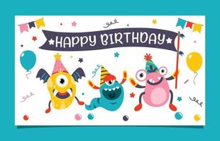 Cute Colorful Birthday Card Template vector