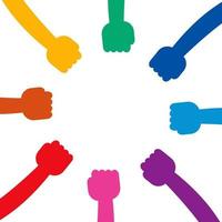 Teamwork colorful hands in circle design vector