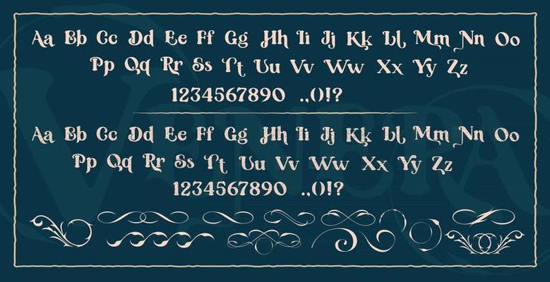 Set of decorative typefaces