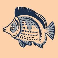 Ilustración de peces tropicales con patrón en el fondo blanco vector