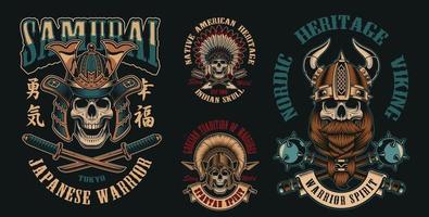 Colorfull of vector illustrations with skulls warriors