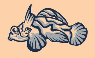Color fish illustration vector on the white background