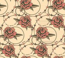 Seamless pattern with flowers and chains vector