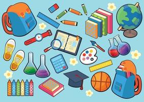 Stationery and science school object design vector