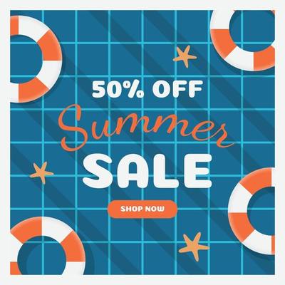 Summer sale banner template and background Hot season discount poster Flat design Vector illustration