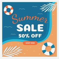 Summer sale banner template and background Hot season discount poster Flat design Vector illustration