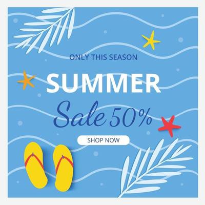 Summer sale banner template and background Hot season discount poster Flat design Vector illustration