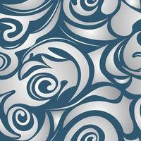 Seamless pattern of spirals and curlicues of gray on a dark blue background vector