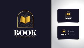 logotipo de libro abierto con estilo vintage de lujo en degradado dorado vector