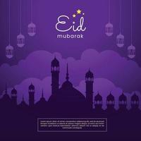 ilustración de banner islámico eid al fitr para publicaciones en redes sociales vector