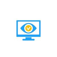 Monitoring icon with eye on screen vector