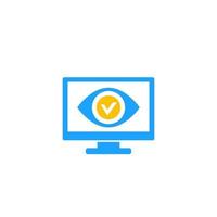 Monitoring icon with eye on screen vector