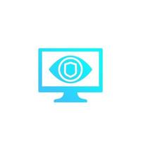 Parental control icon with eye on computer screen vector