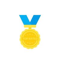 Top rated vector badge or medal on white