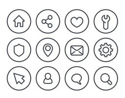 Basic line icons on white for web and apps vector
