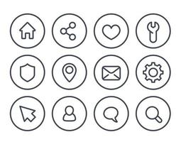 Basic line icons on white for web and apps vector